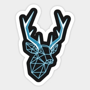 Geometric Blue Light line Stag Low-poly Head Sticker